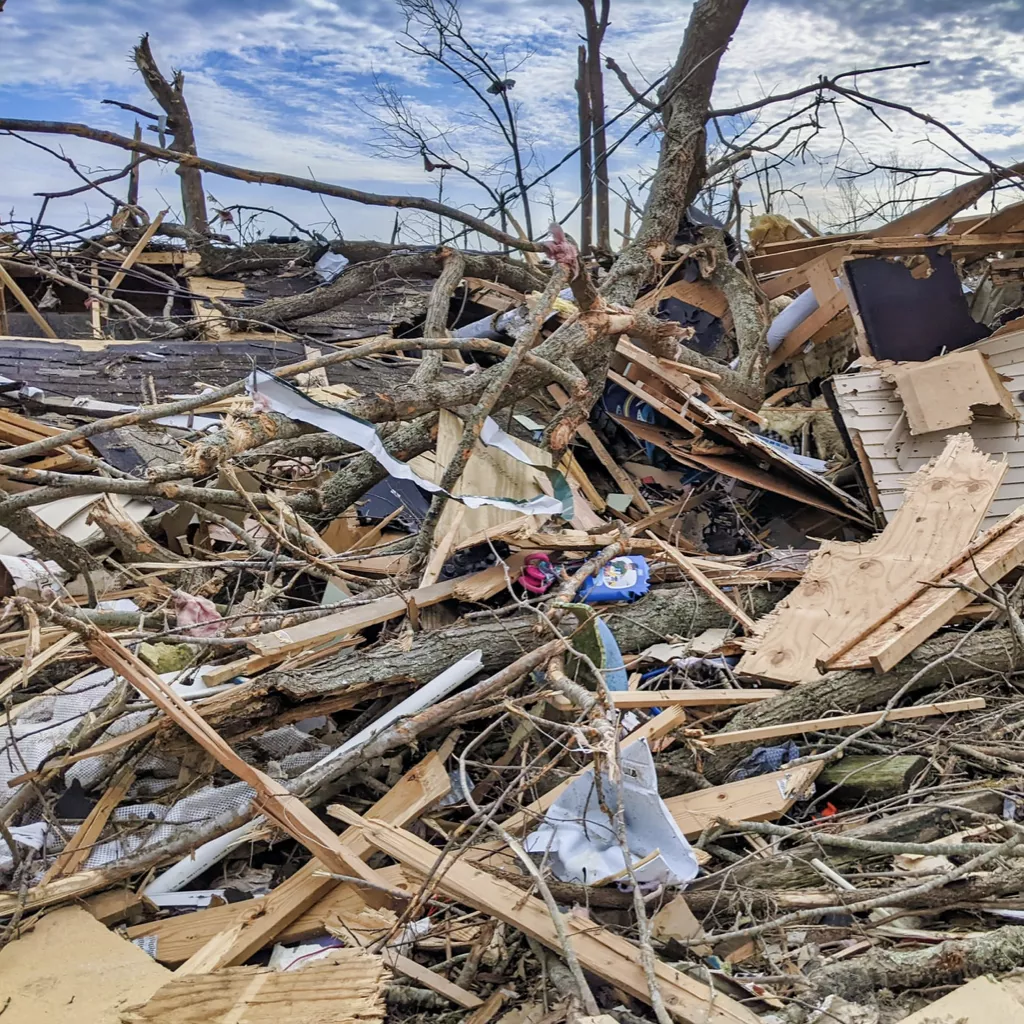 A family home, destroyed by the wind.