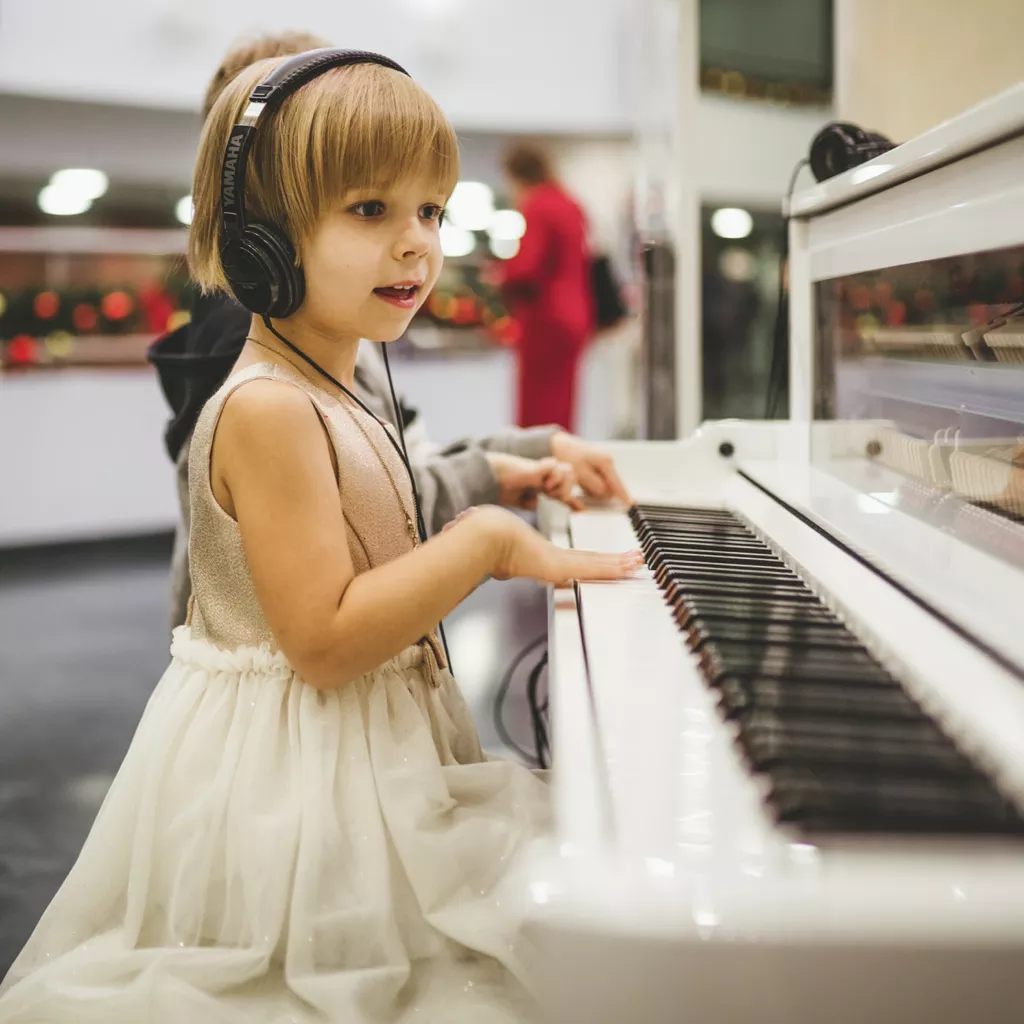 A child playing piano.