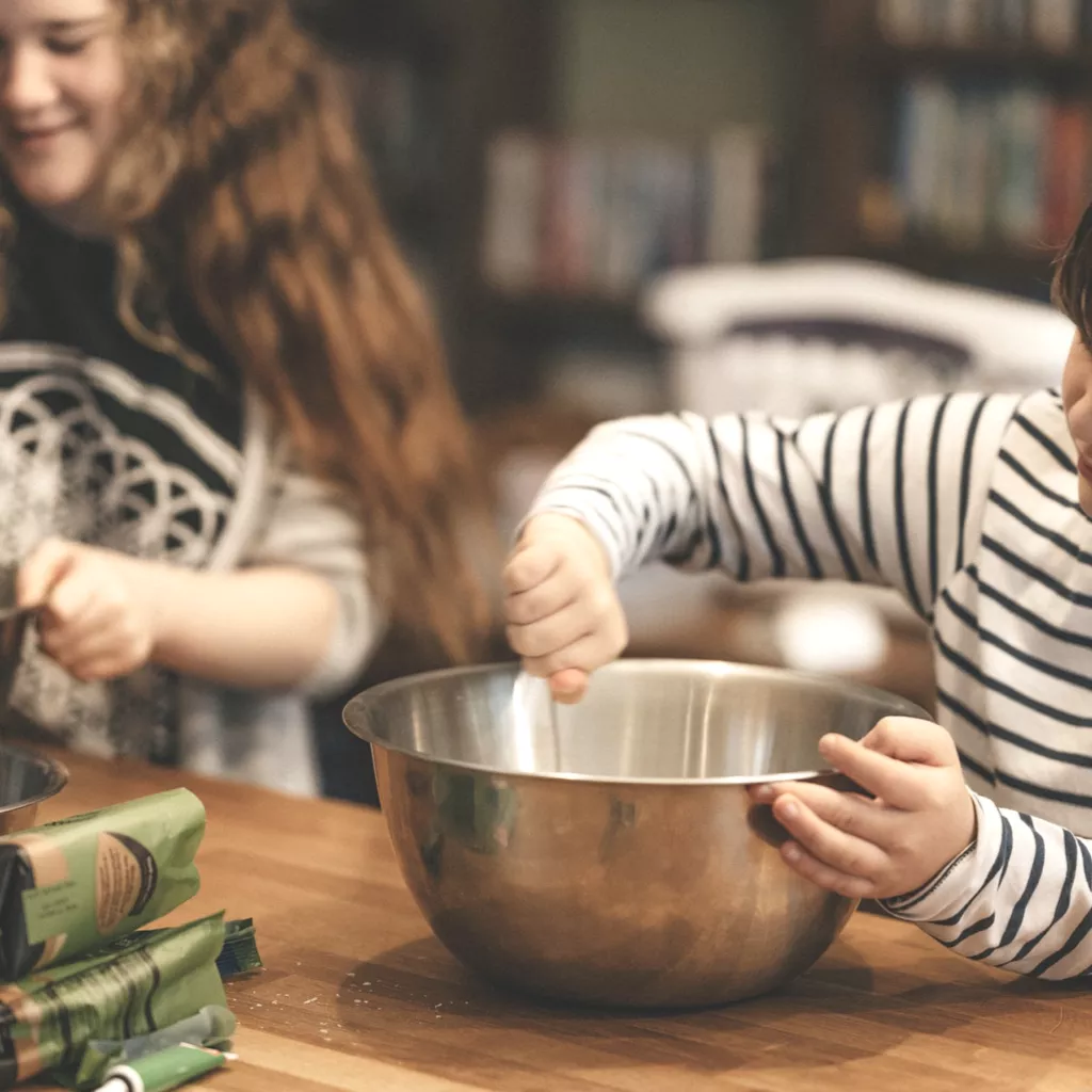 Children baking in the kitchen.