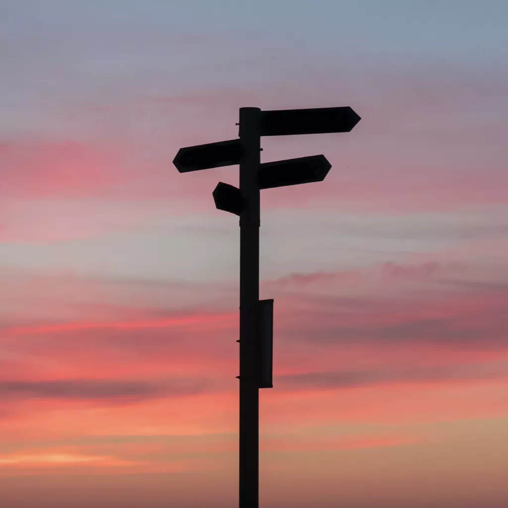 A signpost showing multiple different directions.